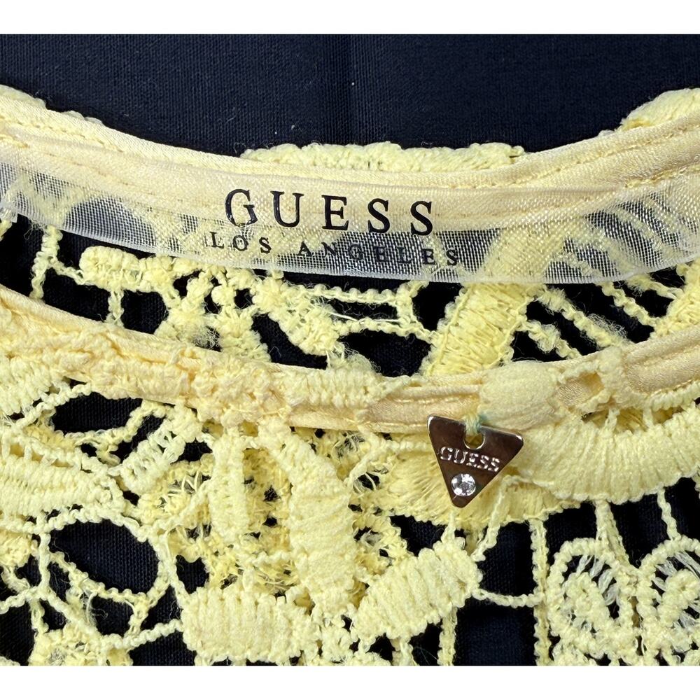 Guess Women’s Butter Yellow Floral Lace Dress Size XL - Picture 3 of 10